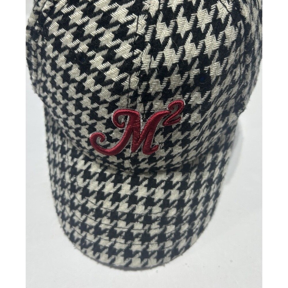 Vintage Mellow Mushroom Houndstooth Hat Adjustable Wool / Polyester Plaid Cap